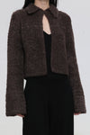 SWAYING/KNIT velvet small lapel jacket SW23AW1T72 coffee
